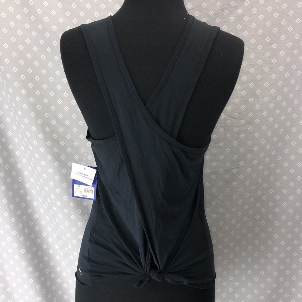 NWT Black Criss Cross Knot Back Tank Top